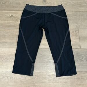 KIAVA Black Heathered Gray Cropped Active Workout Gym Running‎ Capris Size Large